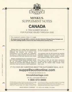 MINKUS CANADA -  SUPPLÉMENT 2020 - OFFICIEL (SANS POCHETTES)