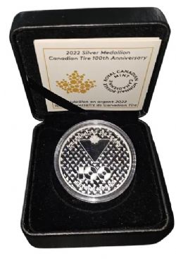 MÉDAILLES -  MÉDAILLE EN ARGENT DU 100E ANNIVERSAIRE DU CANADIEN TIRE -  PIÈCES DU CANADA 2022
