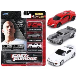 NANO HOLLYWOOD RIDES -  LYKAN HYPERSPORT & BRIAN'S TOYOTA SUPRA & DOM'S ICE CHARGER 1/64 -  RAPIDE ET DANGEREUX