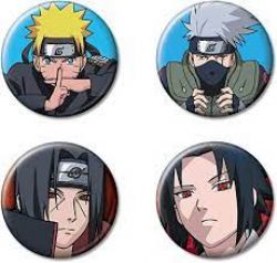 NARUTO -  ENSEMBLE DE 4 BADGES ''NARUTO PERSONNAGES 1'' -  SHIPPUDEN