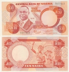 NIGERIA -  10 NAIRA 1984-2005 (UNC) 25D