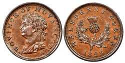 NOUVELLE ÉCOSSE -  HALFPENNY TOKEN 1823 - PROVINCE OF NOVA-SCOTIA, AVEC TIRET, QUINZE FEUILLES -  JETONS DE NOUVELLE ÉCOSSE 1823