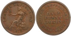 NOUVELLE ÉCOSSE -  PURE COPPER PREFERABLE TO PAPER HALF PENNY TOKEN - 1812 TRADE & NAVIGATION, ENGRÊLÉE -  1812 NOVA SCOTIA TOKENS
