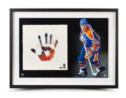 OILERS D'EDMONTON -  CADRE AVEC LITHOGRAPHIE TEGATA AUTOGRAPHIÉE PAR WAYNE GRETZY  (51CM X 66CM) -  COLLECTION UPPER DECK