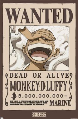 ONE PIECE -  AFFICHE AVIS DE RECHERCHE MONKEY D. LUFFY (56 CM X