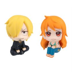 ONE PIECE -  ENSEMBLE DE FIGURINES DE SANJI & NAMI (AVEC CLOCHE ET ORANGE) -  LOOK UP SERIES