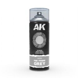 PEINTURE ACRYLIQUE -  SPRAY PRIMER FIN GRIS (400 ML) -  AK INTERACTIVE