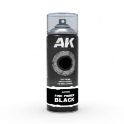 PEINTURE ACRYLIQUE -  SPRAY PRIMER FIN NOIR (400 ML) -  AK INTERACTIVE