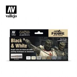 PEINTURE VALLEJO -  BLACK & WHITE - KIT DE PEINTURE FIGURE COLOR SERIES -  PAINT SET VAL #70151