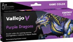 PEINTURE VALLEJO -  PACK DE 8 JEU DE PEINTURE POUR DRAGONS MAUVE -  GAME COLOR VAL #72194