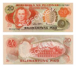 PHILIPPINES -  20 PISO 1974-1985 (UNC) 162A