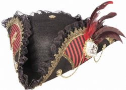 PIRATES -  CHAPEAU DE BOUCANIER AVEC CRÂNE - NOIR (ADULTE)