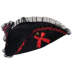 PIRATES -  CHAPEAU DE PIRATE TRICORNE AVEC DENTELLE  (ADULTE)