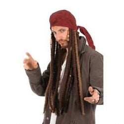 PIRATES DES CARAIBES -  BANDEAU DE CAPITAINE JACK SPARROW AVEC DREADLOCKS