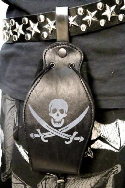 PIRATES -  PETIT SAC DE TRANSPORT EN FAUX CUIR DE PIRATE - NOIR (ADULTE)