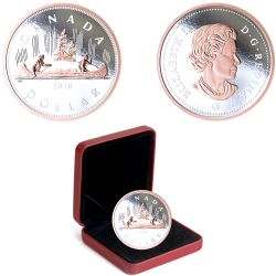 PIÈCES DE GRANDE TAILLE AVEC PLACAGE SÉLECTIF D'OR ROSE -  1 DOLLAR -  PIÈCES DU CANADA 2018 01