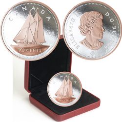 PIÈCES DE GRANDE TAILLE AVEC PLACAGE SÉLECTIF D'OR ROSE -  10 CENTS -  PIÈCES DU CANADA 2018 03