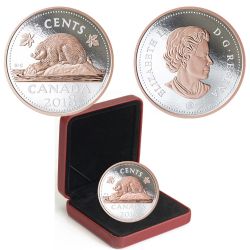 PIÈCES DE GRANDE TAILLE AVEC PLACAGE SÉLECTIF D'OR ROSE -  5 CENTS -  PIÈCES DU CANADA 2018 04