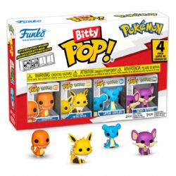POKÉMON -  PAQUET DE 4 FIGURINES MINI POP! - SALAMÈCHE, VOLTALI, LOKHLASS & RATTATA - SÉRIE 2 -  BITTY POP!