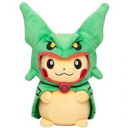 POKÉMON -  PELUCHE PIKACHU PORTANT UN PONCHO RAYQUAZA -  POKEMON CENTER