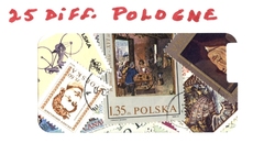 POLOGNE -  25 DIFFÉRENTS TIMBRES - POLOGNE
