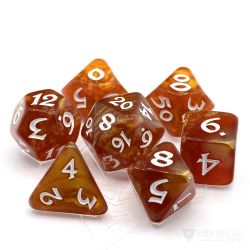 POLY RPG DICE SET -  ELESSIA BLOODFIRE WITH WHITE -  DIE HARD