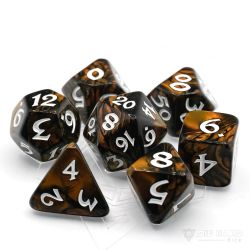 POLY RPG DICE SET -  ELESSIA CHANGELING WITH WHITE -  DIE HARD