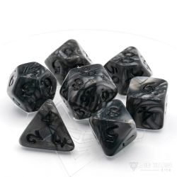 POLY RPG DICE SET -  ELESSIA SHALE WITH BLACK -  DIE HARD