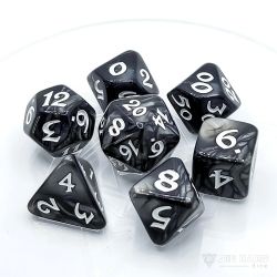 POLY RPG DICE SET -  ELESSIA SHALE WITH WHITE -  DIE HARD