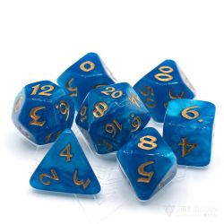 POLY RPG DICE SET -  ELESSIA WISH SONG WITH GOLD -  DIE HARD