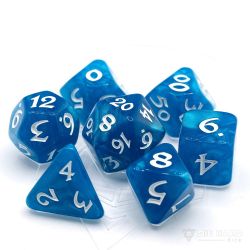 POLY RPG DICE SET -  ELESSIA WISH SONG WITH WHITE -  DIE HARD
