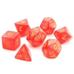 POLY RPG DICE SET -  RED SWIRL WITH GOLD -  DIE HARD
