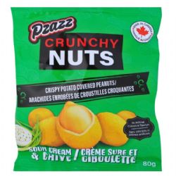 PZAZZ -  ARACHIDES ENROBÉS DE CROUSTILLES CROQUANTES - CRÈME SÛRE ET CIBOULETTE (80 G)