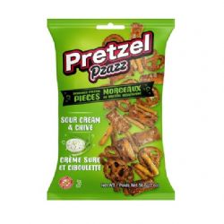 PZAZZ -  MORCEAUX DE BRETZELS ASSAISSONNÉS - CRÈME SÛRE ET CIBOULETTE (56 G)