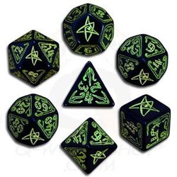 Q-WORKSHOP -  CALL OF CTHULHU, ENSEMBLE DE DÉS JDR, NOIR ET VERT -  L'APPEL DE CTHULHU