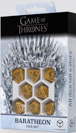 Q-WORKSHOP -  GAME OF THRONES, ENSEMBLE DE DÉS JDR, BARATHEON -  GAME OF THRONES