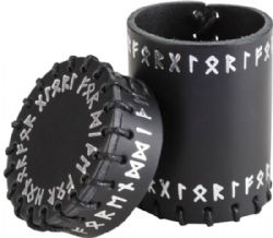 Q-WORKSHOP -  GOBELET À DÉS, GOBLET DE DÉS RUNIQUE EN CUIR NOIR