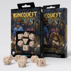 Q-WORKSHOP -  RUNEQUEST, ENSEMBLE DE DÉS JDR, BEIGE ET BOURGOGNE -  RUNEQUEST
