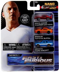 RAPIDE ET DANGEREUX -  DOM'S DODGE CHARGER DAYTONA & BRIAN'S TOYOTA SUPRA & BRIAN'S FORD ESCORT 1/64 -  NANO HOLLYWOOD RIDES