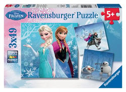 RAVENSBURGER -  AVENTURES AU PAYS DES NEIGES (3 X 49 PIÈCES) - 5 ANS+ -  DISNEY