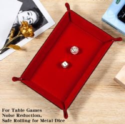 RECTANGLE FOLDING DICE TRAY, RED -  PLATEAU À DÉS PORTABLE