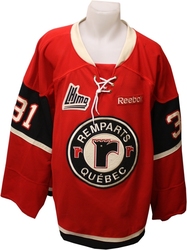 REMPARTS DE QUÉBEC -  2012-13 GAME-USED JERSEY ROUGE FRANCOIS BRASSARD #31 GRANDEUR 58