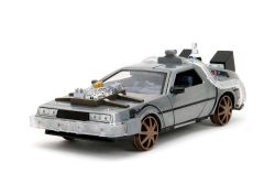 RETOUR VERS LE FUTUR -  DMC DOLOREAN -  MACHINES À VOYAGER DANS LE TEMPS - SUR RAILS - AVEC LUMIÈRES (RETOUR VERS LE FUTUR III)  - 1/24 -  HOLLYWOOD RIDES