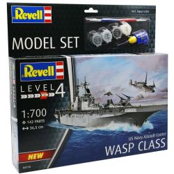 REVELL -  1/700 - USS WASP CLASSY (NIVEAU 4) -  MODEL SET 65178