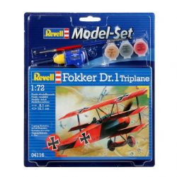 REVELL -  1/72 - FOKKER DR.1 -  MODEL SET 64116