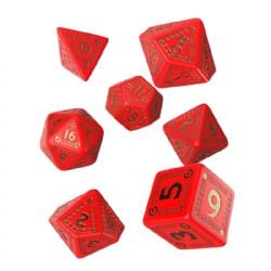 RUNEQUEST -  ENSEMBLE DE DÉS ROUGE ET OR (7) -  Q-WORKSHOP