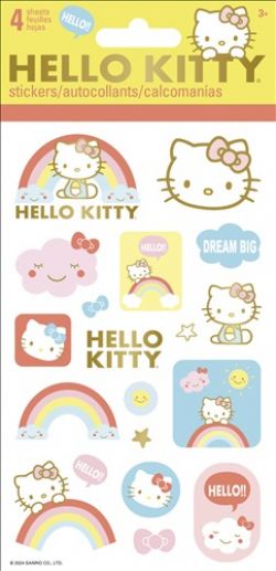 SANRIO -  4 FEUILLES D'AUTOCOLLANTS HELLO KITTY ARC-EN-CIEL