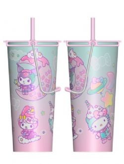 SANRIO -  GOBELET EN ACIER INOXYDABLE AVEC PAILLE HELLO KITTY (570 ML)