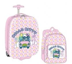 SANRIO -  HELLO KITTY – ENSEMBLE VALISE PILOTE 16 POUCES ET MINI SAC À DOS 12 POUCES