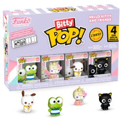 SANRIO -  PAQUET DE 4 MINI FIGURINES POP! HELLO KITTY & SES AMIS - KEROPPI, HELLO KITTY LICORNE, POCHACCO & CHASE - SÉRIE 1 -  BITTY POP!